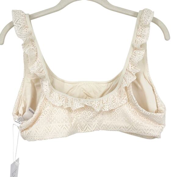 Andie Swim The Hydra Lace Ruffle Trim Bikini Top Vanilla Cream Large NWT - Picture 6 of 6
